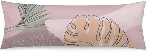 Vista 12 de Funda de almohada corporal de hojas de Monstera tropicales de 20 x 54 pulgadas, funda de almohada personalizada con hojas de palma de selva