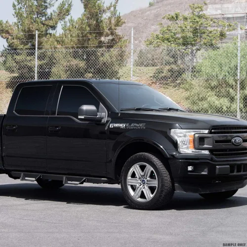 Vista 7 de Estribos de riel Nerf de color negro mate, modulares, con escalón caído, compatible con 05-21 Frontier / 09-12 Suzuki Equator Crew Cab