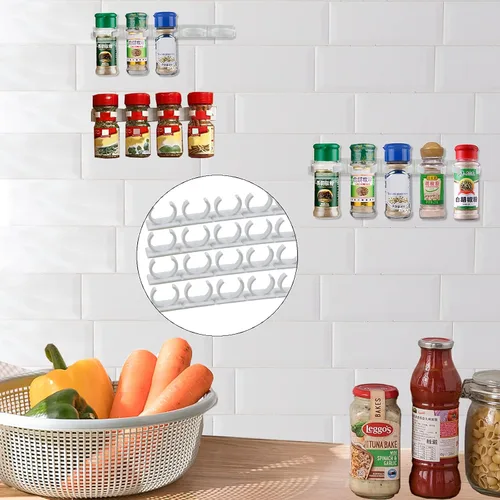 Vista 3 de Paquete de 4 pinzas de 20 clips para especias montado en la pared, estante organizador, soporte para almacenamiento de tarros de condimentos, clip