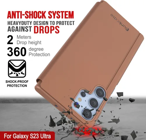 Vista 5 de Punkcase S23 Ultra Reflector - Funda protectora con tapa con espejo translúcido resistente a los arañazos y parte trasera de piel sintética