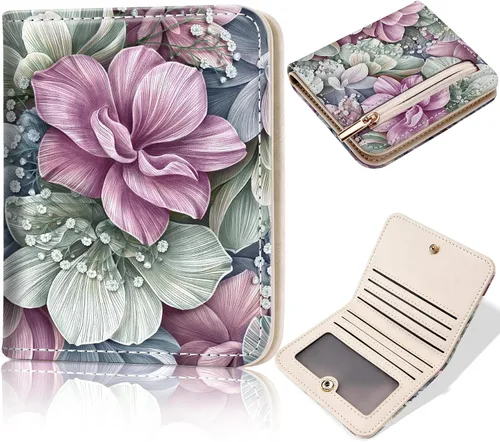 Vista 12 de Toughergun Billetera para Mujeres con Bloqueo RFID, Pequeña, Compacta, Bifold de Cuero de Lujo, Billetera de Bolsillo para Damas, Mini Monedero