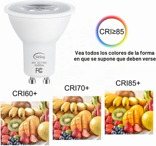 Vista 5 de SikSog Bombilla LED GU10 de 5000 K luz blanca diurna, equivalente a 70 W, no regulable, luces de inundación de ángulo de haz de 120°, bombillas LED