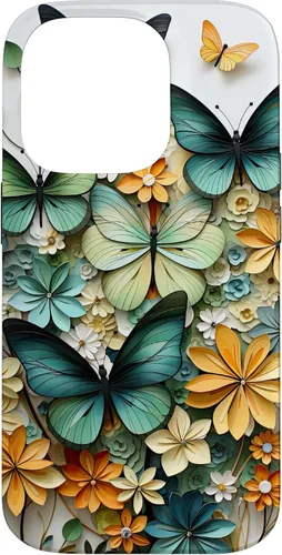 Vista 17 de iPhone 16 mariposa estética mariposas verdes naturaleza acuarela caso