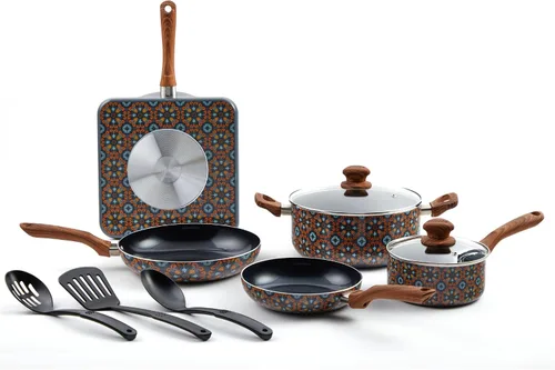 Vista 11 de IMUSA Juego de utensilios de cocina de cerámica antiadherente, 3 piezas, 7 pulgadas/9 pulgadas/11 pulgadas, con asas suaves al tacto, aluminio, negro