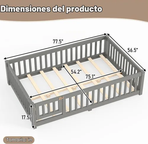 Vista 2 de Bellemave Cama Montessori de tamaño completo con puerta