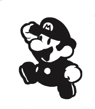 Vista 2 de Mario - Arte de pared de metal - 19.5" X 15" - Negro