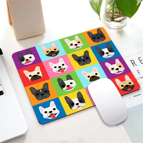 Vista 5 de Alfombrilla de mouse, con patrón de bulldog francés, alfombrilla de mouse rectangular personalizada con diseños de goma antideslizante suave