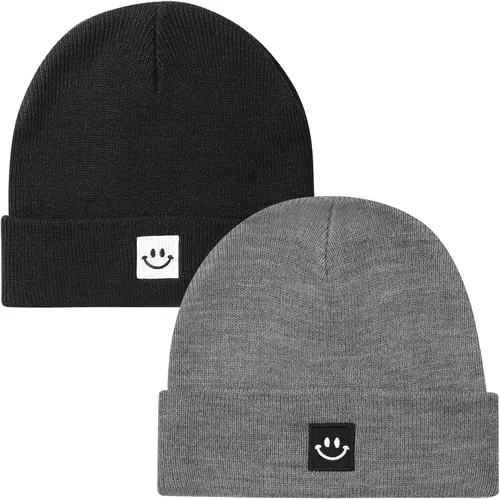 Vista 7 de 2Pack Baby Beanie Knit Toddler Hat for Girls Boys 0-8 Years Paquete de 2 Amy Verde/Gris Claro