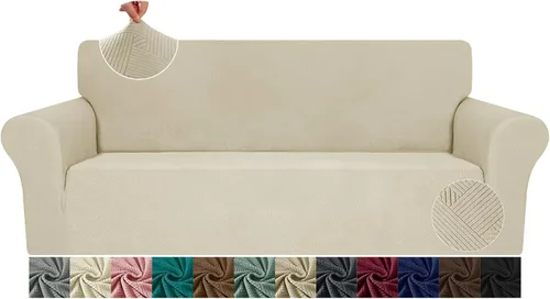 Vista 21 de JIVINE - Funda para sofá biplaza, 1 pieza elástica para sofá de 2 cojines, protector de muebles con parte inferior elástica para niños y mascotas