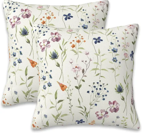 Vista 15 de Fundas de almohada Naqiuli azules florales de 16x16 pulgadas, juego de 2 fundas de almohada decorativas, fundas de cojín para dormitorio, sala