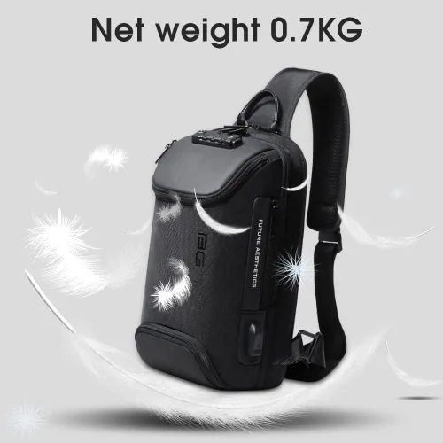 Vista 8 de BANGE Bolso bandolera impermeable para hombre, bolso de hombro bandolera para hombre, Black Upgrade Anti-robo, M, Viajar