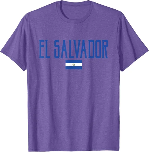 Vista 7 de Camiseta de texto azul con bandera de El Salvador, Negro, S
