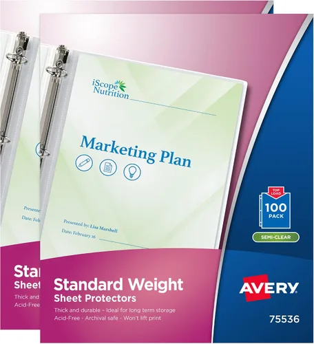 Vista 8 de Avery Protectores de hojas de peso estándar transparentes, carga superior, 10 protectores de documentos (75540)