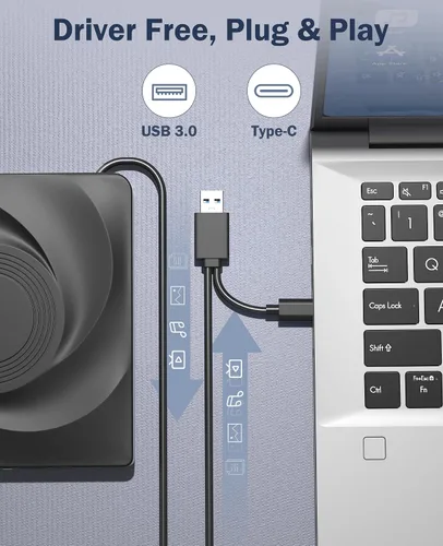 Vista 3 de Wbacon 2 en 1 unidad externa de CD/DVD para el ordenador portátil, USB 3.0