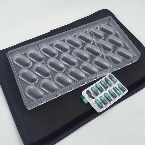 Vista 4 de 24 tazas de 1.6 pulgadas forma de cápsula grande ovalada molde de chocolate de policarbonato bonbon chocolate DIY molde de trufa dulce bandeja