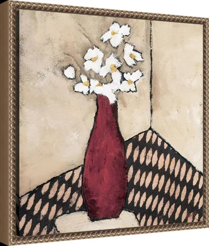 Vista 2 de Amanti Art Lienzo enmarcado para pared, florero rojo retro de 16 x 16 pulgadas, por Judi Bagnato, lienzo enmarcado para pared, obras de arte