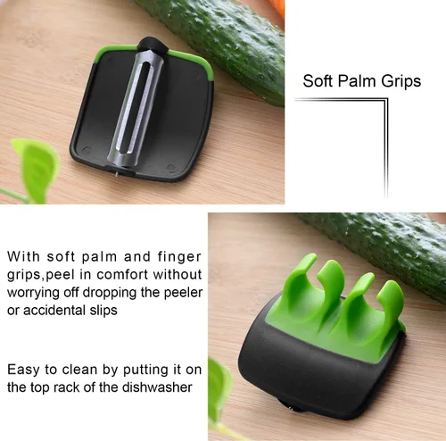 Vista 5 de Mudder 4 Piezas Pelador de Verduras de Dedo y Palma para Cocina, Pelador de Frutas y Patatas con Cómodo Agarre de Goma para Calabaza, Zanahoria