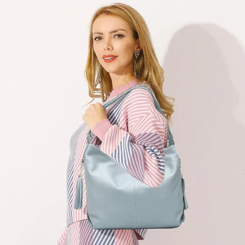 Vista 36 de Moda suave cuero genuino borla mujer bolso señoras hombro mensajero hobo bolso