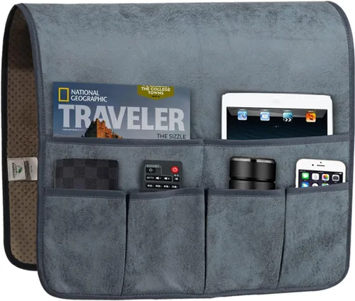 Vista 13 de HAOMAIJIA Organizador antideslizante de reposabrazos para sofá, organizador de almacenamiento lateral para sillón y mesita de noche, para sofá