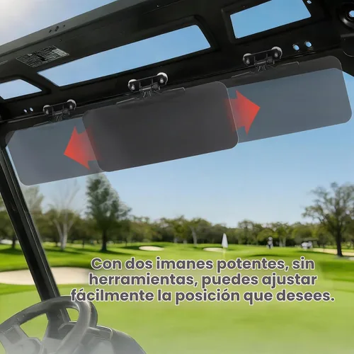 Vista 3 de Woho 2 viseras magnéticas para carrito de golf para protección antirreflejos, visera solar ajustable de 226° para carrito de golf con barra