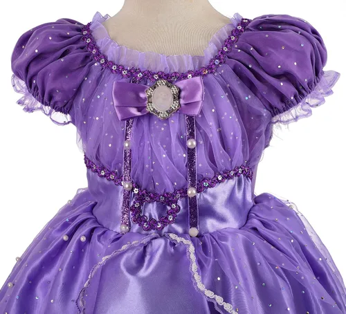 Vista 4 de Lito Angels Disfraz de princesa para niñas vestido de fiesta de lujo morado con accesorios
