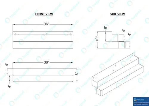Vista 4 de AmGood 36 in. Rack de carril de velocidad de acero inoxidable de doble nivel para barras comerciales, NSF