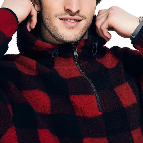 Vista 3 de Nautica Sudadera con capucha estampada de piel de oveja sintética para hombre