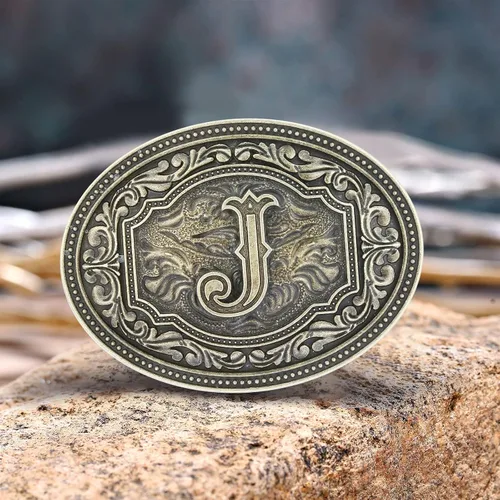 Vista 2 de Btilasif Western Belt Buckle Initial Letters ABCDEFG to Z Cowboy Rodeo Belt Buckle for Men Women Cowboy Cowgirl