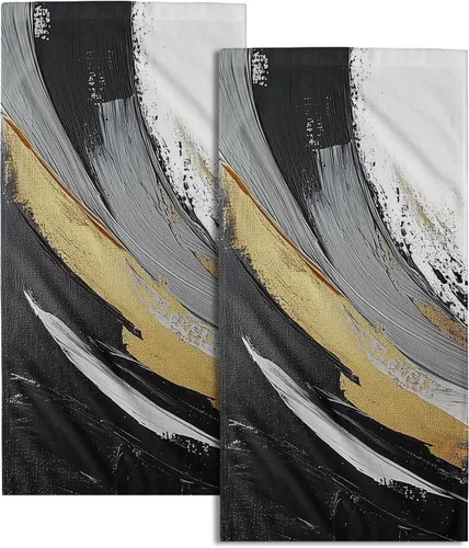 Vista 43 de Giwawa Toallas de mano en blanco y negro – Juego de 2 toallas de baño decorativas para baño, cocina, gimnasio, 14 x 28 pulgadas