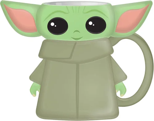 Vista 10 de Silver Buffalo - Taza de cerámica esculpida 3D de Star Wars The Mandalorian Child Seated, 591 ml (20 oz)