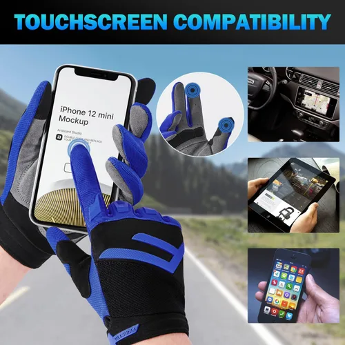 Vista 4 de FIORETTO Guantes de bicicleta de montaña para hombres y mujeres, guantes de ciclismo con almohadilla SBR de 0.197 in para pantalla táctil