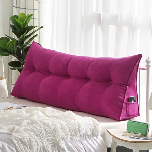 Vista 14 de Cojín de almohada triangular copetudo para respaldo, funda extraíble, almohada de lectura, cojín de lectura para cabecero grande para cama, sofá