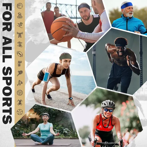 Vista 5 de ZENSOUL Sports Headbands for Men, Sweat Bands Headbands Men, Moisture Wicking Workout Headband, Mens Headband Sweatband for Running, Basketball