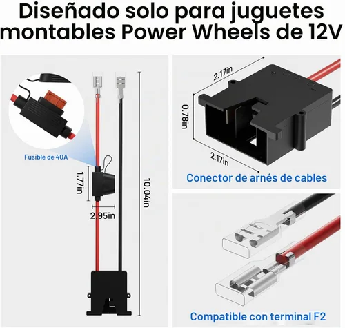 Vista 3 de DC HOUSE - Arnés de cables de 12 V para batería LiFePo4/plomo-ácido 7AH 10AH 12AH
