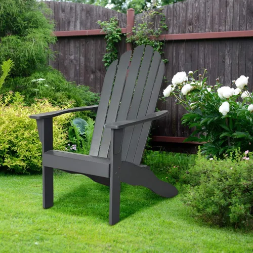 Vista 8 de Giantex Adirondack - Silla de madera de acacia para exteriores con capacidad de peso de 350 libras, sillón resistente a la intemperie para patio Gris