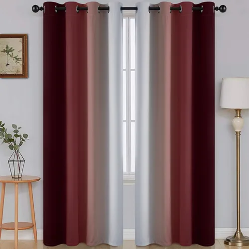 Vista 64 de SimpleHome Cortinas degradadas degradadas para oscurecer la habitación de 36 pulgadas de largo para dormitorio, con ojales y bloqueo de luz Negro