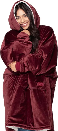 Vista 7 de THE COMFY Original - Manta de forro polar de microfibra con forro sherpa, diseño de gran tamaño con capucha y bolsillo de Shark Tank