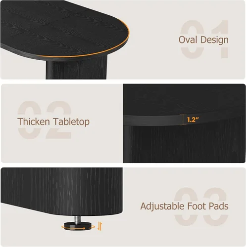 Vista 3 de Mesa de comedor ovalada de madera para 4-8 con base de pedestal doble, muebles de cocina
