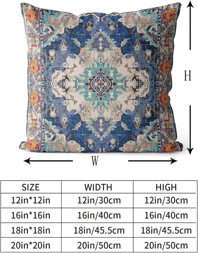 Vista 3 de Snycler Fundas de Almohada Decorativas Bohemias 16x16 pulgadas Juego de 2 Patrón de Alfombra Bohemia de Doble Cara Algodón Suave Funda de Cojín