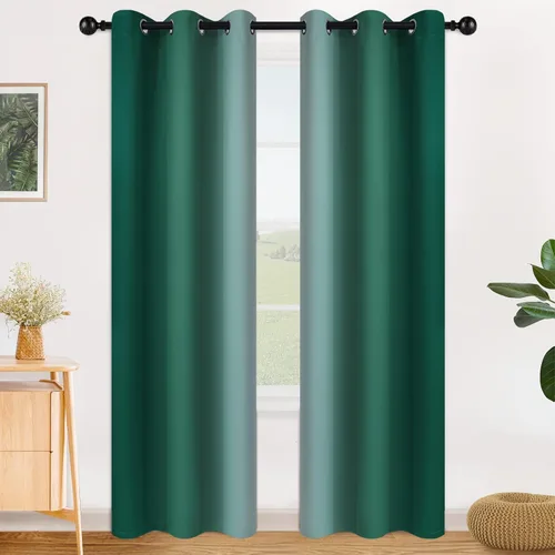 Vista 228 de SimpleHome Cortinas degradadas degradadas para oscurecer la habitación de 36 pulgadas de largo para dormitorio, con ojales y bloqueo de luz Negro