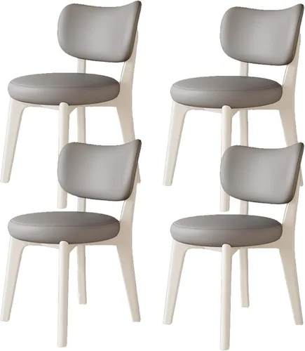 Vista 30 de Juego de sillas de comedor de madera de 1/2/4, sillas de cocina con respaldo curvo, silla de vestíbulo, silla de comedor tapizada, silla de comedor