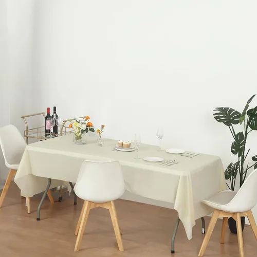 Vista 4 de Evershine (12 unidades de manteles de plástico resistentes, reutilizables, rectangulares de 54" x 108", marfil)