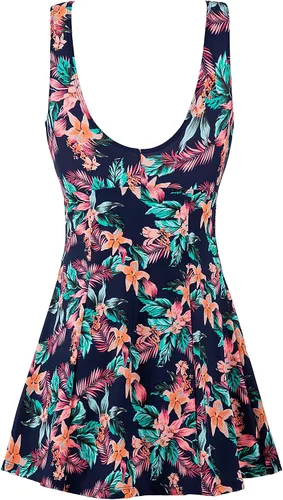 Vista 3 de Wantdo - Traje de baño de una pieza tipo vestido con estampado estilo porcelana oriental, para mujer