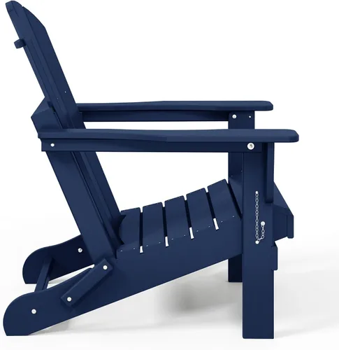 Vista 7 de WestinTrends Malibu 4 Adirondack Patio Chairs & 2 Side Tables, Navy Blue