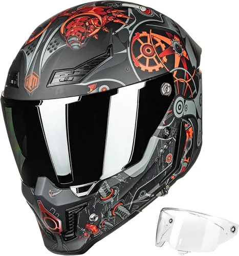 Vista 20 de ILM Cascos para Motocicleta para Adultos Hombres Mujeres Casco Integral DOT ECE con Visor Dual para Carreras en Calle con Pinlock Modelo MF509