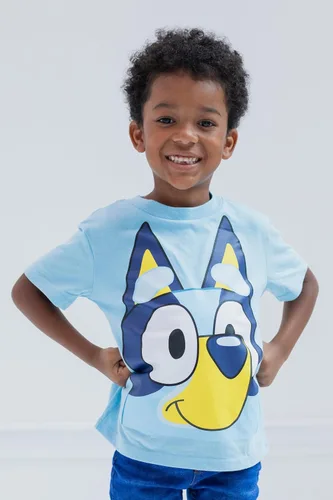 Vista 24 de Bluey Paquete de 3 camisetas para niños para verano, paquete de 3 camisetas de algodón para niños