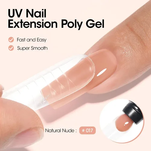 Vista 2 de GELLEN Natural Nude - Gel constructor de extensión de uñas de poligel, sin hema, TPO y TMPTA, 2.16 onzas 017 para engrosamiento de uñas de larga