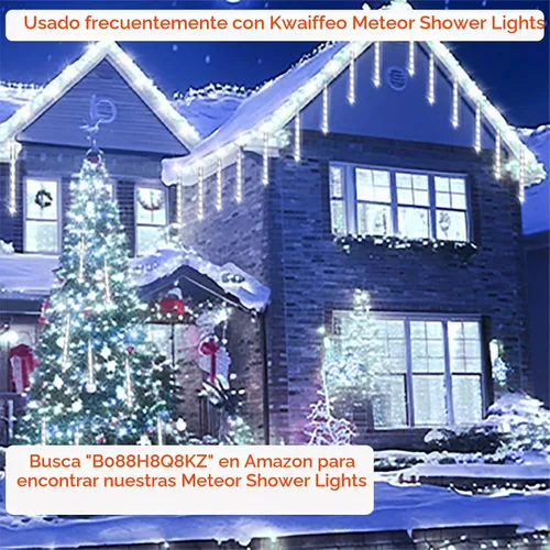 Vista 5 de Kwaiffeo - luces de Navidad blancas, 100 pies de longitud, 300 luces LED, impermeables, enchufables, para interiores y exteriores, 8 modos de luz