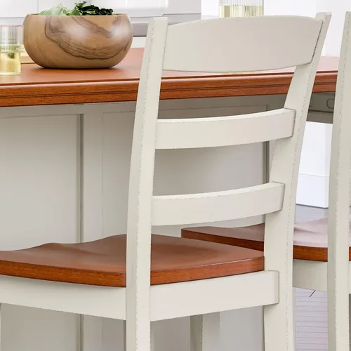 Vista 6 de Homestyles Monarch Taburete de bar de madera blanca antigua