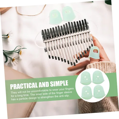 Vista 5 de Kisangel 2 pares de púas de pulgar para guitarra Kalimba, protector de guitarra para principiantes